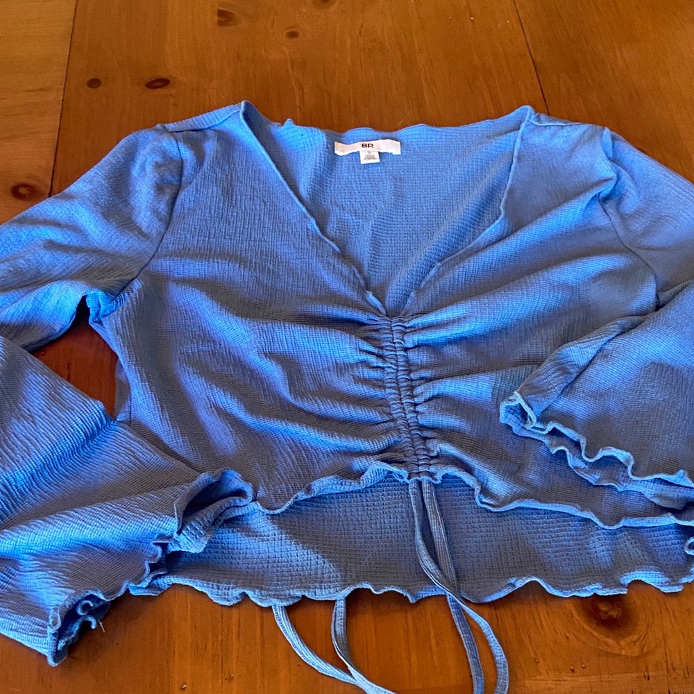 BP Light Blue Ruched Blouse